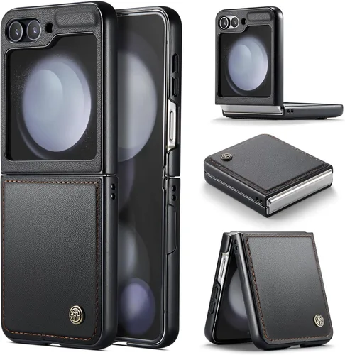 Funda para Samsung Galaxy Z Flip 5, funda de piel sintética de alta calidad, antiarañazos, delgada, a prueba de golpes, funda protectora para