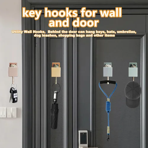 Vista 3 de 4 ganchos de toalla autoadhesivos para baños, ganchos de pared resistentes para colgar abrigos, toallas, bufandas, sombreros, batas, llaves, ganchos
