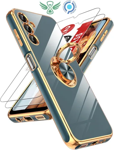 Vista 17 de LeYi para Funda de Teléfono Samsung Galaxy A13-5G: Protector de Pantalla de Vidrio Templado, Soporte Magnético Giratório de Anillo 360°, Borde Negro