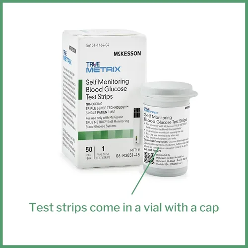 Vista 4 de McKesson TRUE METRIX Tiras de prueba de glucosa en sangre autocontrolables, 50 tiras, 3 paquetes, 150 en total