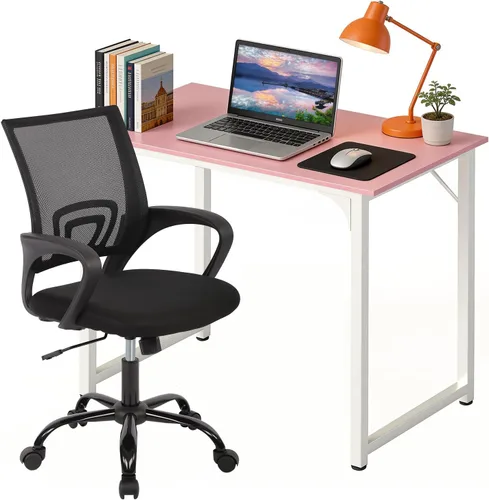 Vista 14 de PayLessHere Juego de escritorio y silla de oficina en casa de 32 pulgadas, escritorio para computadora de 32 pulgadas con silla de oficina