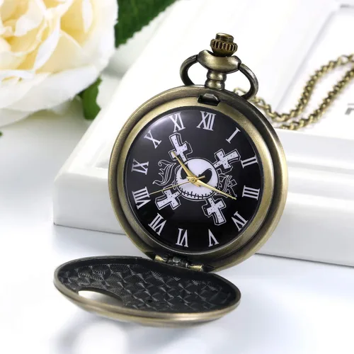 Vista 2 de JewelryWe Nightmare - Reloj de bolsillo navideño con diseño de calavera y cuarzo, para Navidad