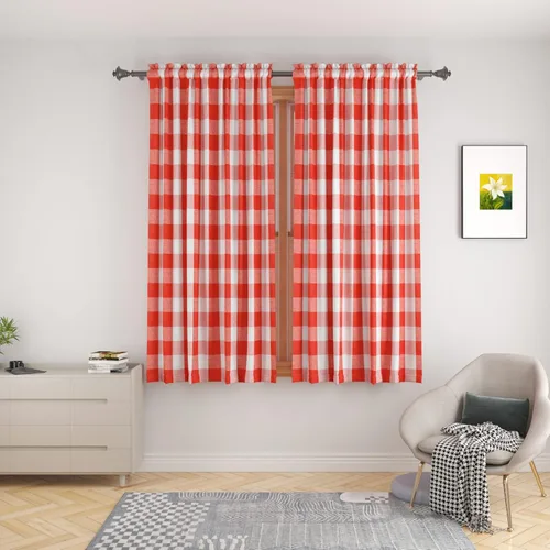Vista 41 de UPOPO Cortinas de ventana Buffalo Check 122 cm de largo, cortinas de algodón para sala de estar, paneles de cortina a cuadros para dormitorio