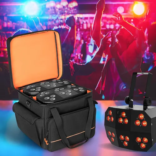 Vista 7 de LUXJA Bolsa acolchada para 2 luces de efecto o luces de cabeza móvil, bolsa de luz de efecto con divisor interior y bolsillos para accesorios