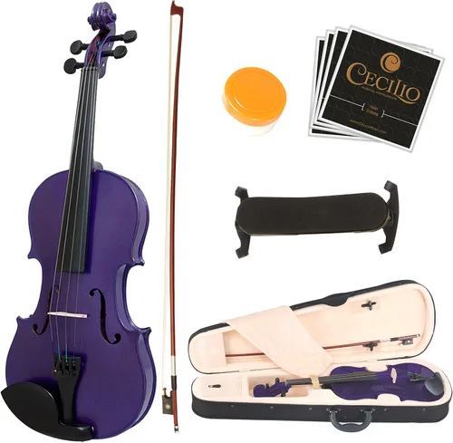 Vista 11 de Mendini 1/2 MV Violín de madera maciza con estuche rígido, soporte para los hombros, arco, colofonia y cuerdas adicionales