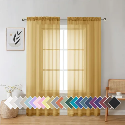 Vista 98 de Aiyufeng 2 paneles de cenefa transparente negra de 14 pulgadas de largo, cortinas cortas para dormitorio, cortinas de cocina para ventana pequeña