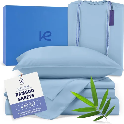 Vista 23 de Kickoff Sábanas de bambú de viscosa tamaño individual, 3 piezas, 100% viscosa de bambú orgánico, juego de sábanas refrescantes para cama