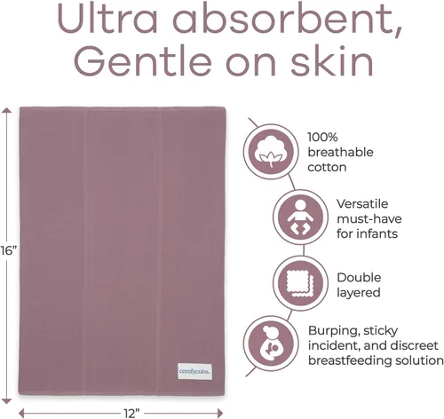 Vista 45 de Comfy Cubs Juego de 6 paños para eructos para bebés, grandes, 6 capas, ultra absorbentes, 100% algodón para escupir, babear y ensuciar, suaves
