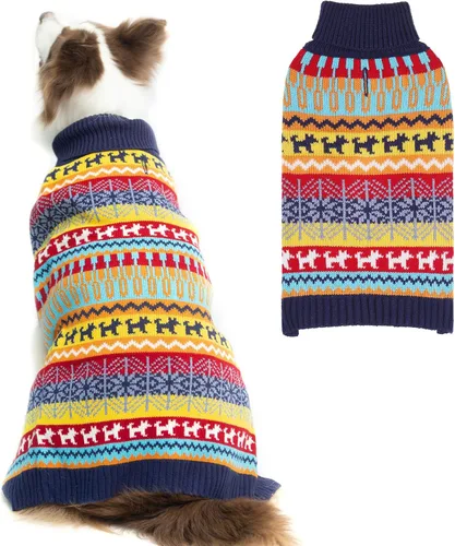 Vista 9 de Suéter Mihachi para perro - Ropa de abrigo de invierno con tiras coloridas para clima frío