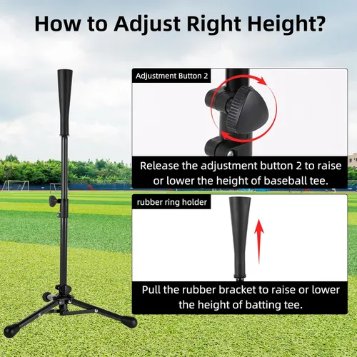 Vista 3 de Kids Baseball Tee, 20.87 to 31.29 Inches Batting Tees for Baseball with Carry Bag, Portable Stable Baseball Tees for Hitting, Tripod Tanner Tee for