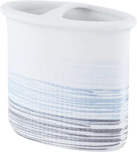 Soporte para cepillos de dientes azul y blanco para baño, organizador de cepillos de dientes eléctrico de cerámica para encimera para cepillo de