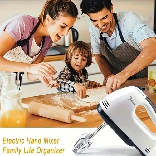 Vista 5 de Batidora de mano eléctrica de 7 velocidades, botón potente y fácil de expulsar, batidores de acero inoxidable, batidor automático compacto