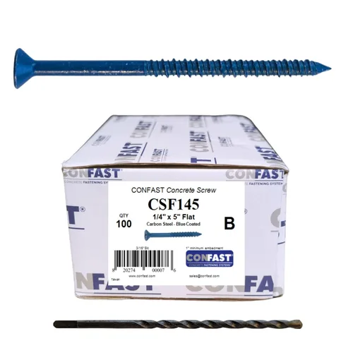 Vista 22 de CONFAST Tornillo de Anclaje para Concreto Phillips Plano Azul de 1/4" x 1-1/4" con Broca para Anclaje en Mampostería, Bloque o Ladrillo