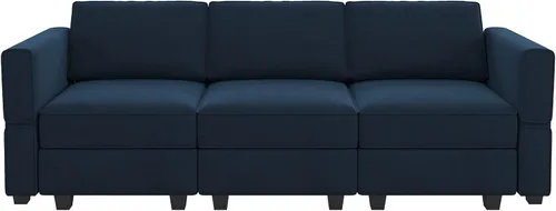 Vista 118 de Belffin Sofá modular Módulo medio con almacenamiento Accent Silla sin brazos para sofá modular seccional terciopelo negro