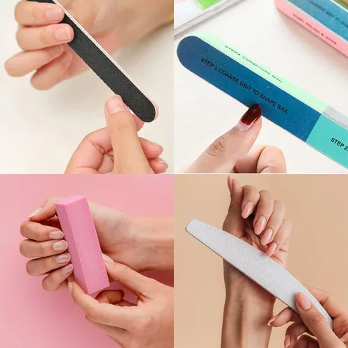 Vista 4 de Kit de herramientas para el cuidado de uñas, juego de 14 limas de uñas, bloque de amortiguador, esponja pulida, pinza de cutícula y empujador