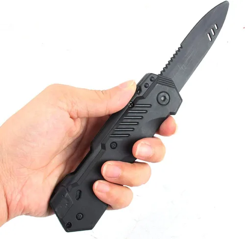 Vista 2 de Cooplay Cuchillo falso retráctil, 3 piezas, daga de plástico, accesorios de truco, accesorios clásicos de broma divertida, broma divertida