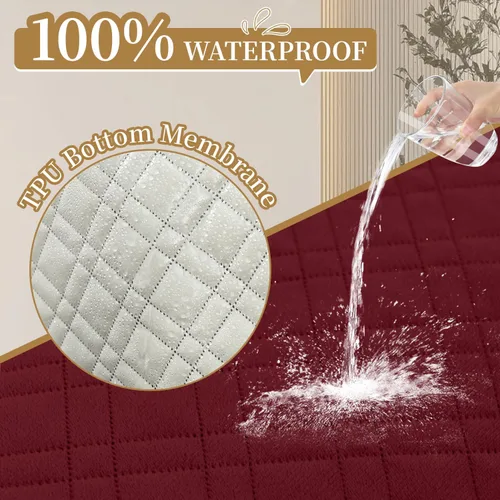 Vista 2 de Funda de terciopelo 100% impermeable para perros, funda lavable para sofá de 3 plazas, apta para mascotas, protector de muebles antideslizante