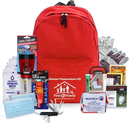 First My Family Bolsa de evacuación de emergencia de 72 horas para 1 persona, kit de supervivencia todo en uno para la familia. Prepárate para