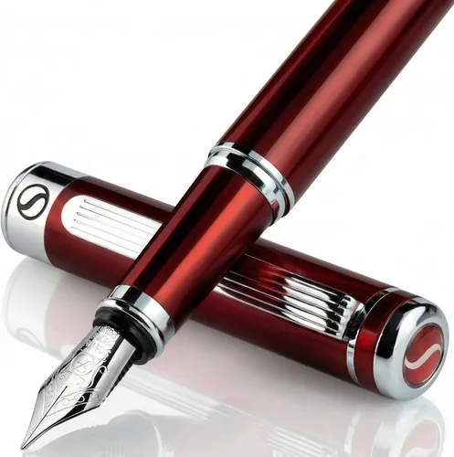 Vista 28 de Scriveiner Pluma Estilográfica de Lujo - Impresionante Pluma de Laca Negra, Acabado de Oro Real, Plumín Dorado Schmidt (Mediano), Convertidor, Mejor
