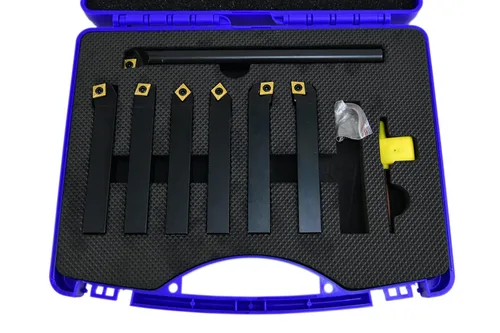 Vista 4 de Shars Juego de 7 herramientas de torneado SCLC de 1/2" x 4" y barra de mandrinar indexable SCLCR de 1/2" x 7" CCMT 404-7942 M]