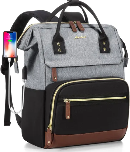 Vista 9 de FOCDOD - Mochila para laptop de mujer, para trabajo - Compatible con laptops de 15.6 pulgadas con compartimento para computadora, impermeable