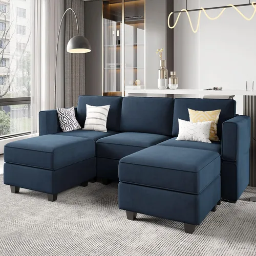 Vista 88 de Belffin Sofá modular Módulo medio con almacenamiento Accent Silla sin brazos para sofá modular seccional terciopelo negro
