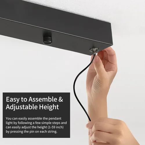 Vista 7 de Lámparas colgantes lineales LED de 47 pulgadas, luz de mesa de billar regulable de 25 W con control remoto, luces modernas de isla para cocina