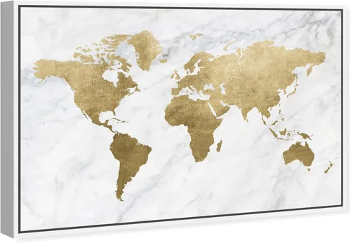 Vista 2 de The Oliver Gal Artist Co. Mapamundi - Lienzo enmarcado para pared, diseño de mapamundi