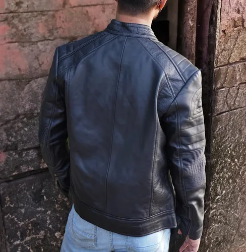 Vista 5 de STOREJEES Black Leather Jacket Men - Cafe Racer Style Leather Jacket Men