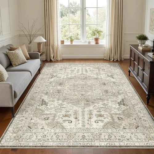 Vista 37 de Alfombra de 3 x 5 pies con parte trasera antideslizante, resistente a las manchas, lavable para sala de estar, dormitorio y comedor, alfombra