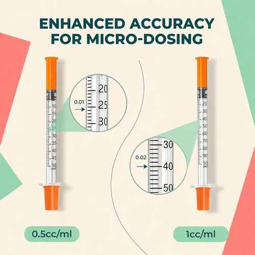 Vista 3 de 0.5ml Lab Liquid Measurement, 31G 5/16" (8mm) Individually Wrapped, Box of 100