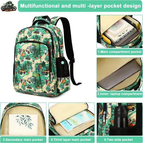 Vista 6 de BTOOP Mochila escolar para niñas y niños, con bolsa de almuerzo aislada y bolsa para lápices