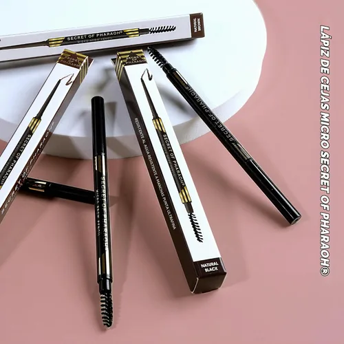 Vista 5 de EBIN NEW YORK Micro Lápiz de cejas negro natural Punta ultrafina para trazos precisos similares al cabello Define las cejas Cepillo suave