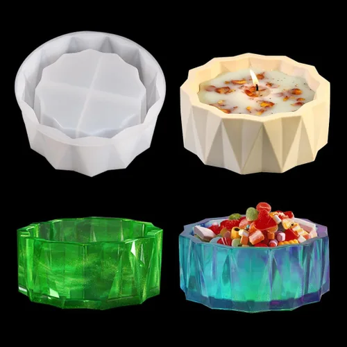 Vista 10 de Zayookey Molde de silicona para macetas, jarrón de plantas suculentas, moldes de cactus, moldes de resina epoxi, molde de arcilla de cemento