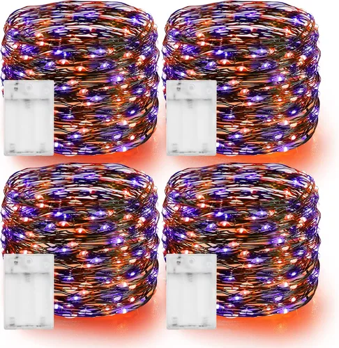 Vista 18 de Dazzle Bright - Guirnalda de luces de hadas de Halloween, 60 luces LED de 20 pies de alambre de cobre a batería y resistente al agua, decoraciones