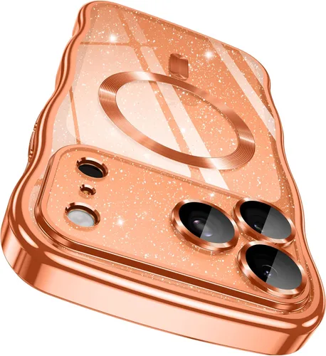 Vista 17 de GVIEWIN Funda para iPhone 17 [compatible con MagSafe] [Protección completa mejorada de la cámara] [Lindo marco ondulado] Funda magnética brillante
