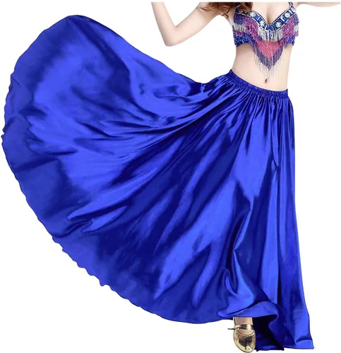 Vista 3 de Falda tribal de satén para mujer con vuelo de círculo completo para Halloween