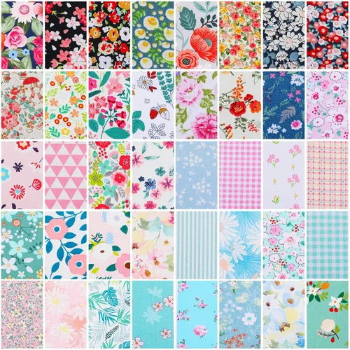 Vista 7 de Tegeme 40 piezas de tela Jelly para acolchado, rollo de retazos de algodón japonés, tela precortada con estampado floral retro, tiras de acolchado