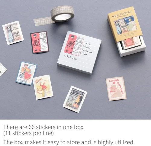 Vista 3 de Monolike Wow Sticker Ancien Fleur + Set de Póster Vintage - Mini Tamaño Lindas Calcomanías, Calcomanías Cuadradas