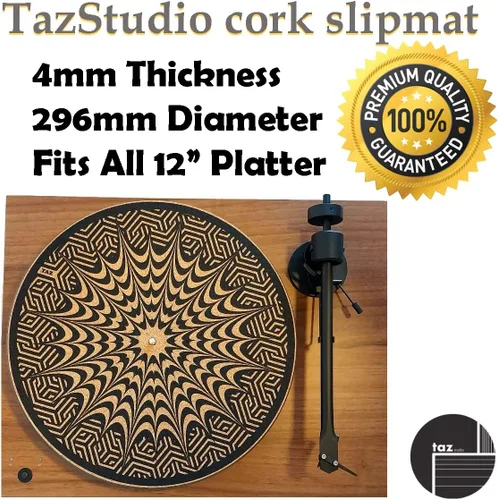 Vista 2 de Alfombrilla de corcho prémium para tocadiscos de corcho [0.157 in de grosor] para un mejor soporte de sonido en el tocadiscos de vinilo LP - Tapete