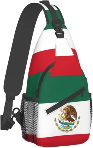 Mochila de senderismo con bandera mexicana, bolsa de hombro, bolsa de pecho, con correa ajustable de alta capacidad, para hombres y mujeres, al aire