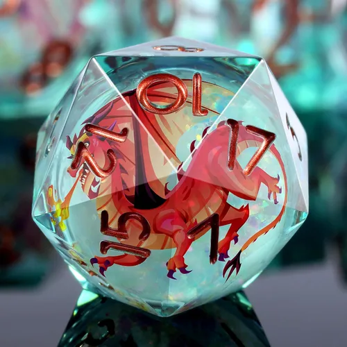 Vista 36 de DNDND Dados de Resina Ojo DND de Borde Afilado Dado de D&D con Estuche de Regalo para Juego de Dungeons and Dragons (Ojo de Dragón Verde)