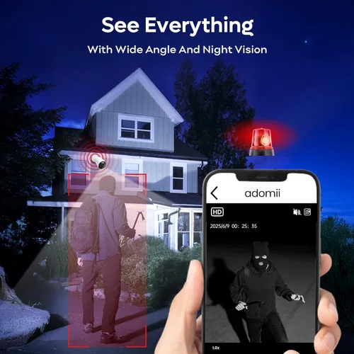 Vista 7 de adomii Cámaras interiores 2K para el paquete de seguridad para el hogar 2K cámaras de seguridad inalámbricas al aire libre