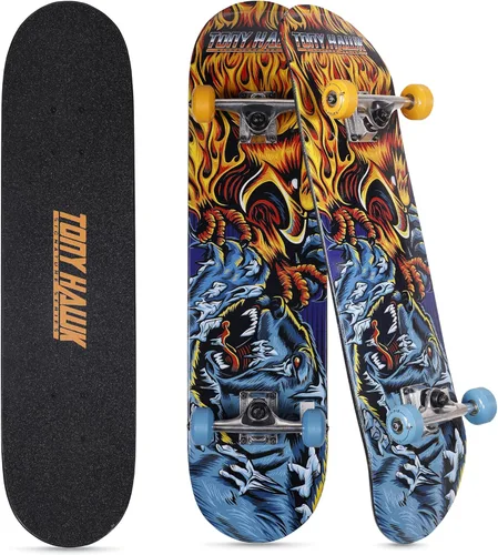 Vista 8 de Tony Hawk Complete Cruiser Skateboard, Cool Graphic Longboard, Great Option for Travel, Sport and Entertainment