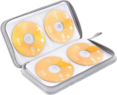Vista 5 de Funda para CD, capacidad 80, con función atril, para almacenamiento de DVD, VCD y Blu-ray (Blanco)