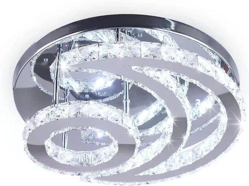 Vista 7 de CXGLEAMING Lámpara de techo LED moderna de 15.7 pulgadas, lámpara de techo con forma de luna de cristal empotrada para dormitorio, sala de estar