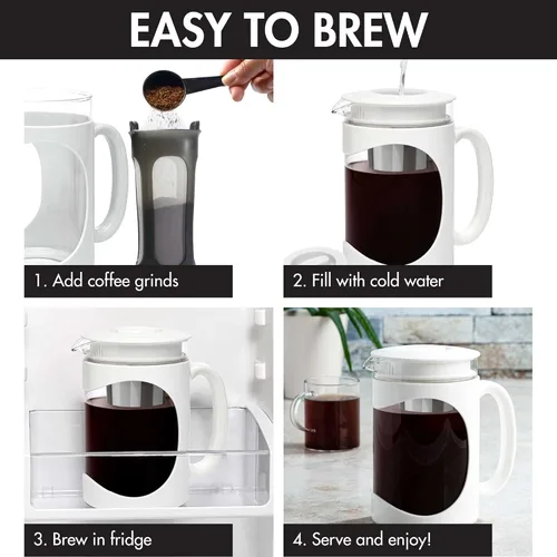 Vista 3 de Primula Burke Deluxe. Cafetera para café helado, con mango cómodo, jarra de vidrio duradera, filtro de malla extraíble, tamaño perfecto para 6