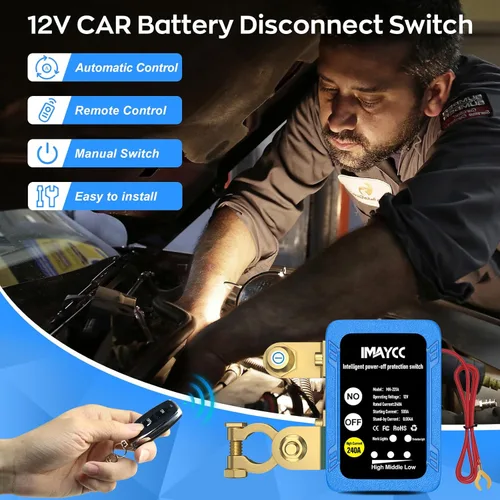 Vista 2 de IMAYCC Interruptor de apagado para automóvil, interruptor remoto de desconexión de batería de 12 V, 240 A, interruptor de apagado de batería