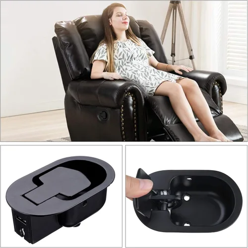 Vista 6 de 2 juegos de piezas de repuesto para sillón reclinable, mango reclinable de metal, cable de liberación para Ashley y la mayoría de sofás reclinables