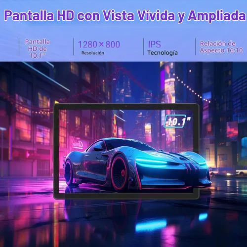Vista 3 de Tablet Android de 10.1 pulgadas con funda, Android 15 tabletas para adultos, Octa-Core, 8 GB de RAM 64 GB ROM, 1 TB expandible, WiFi 6, GPS, cámara